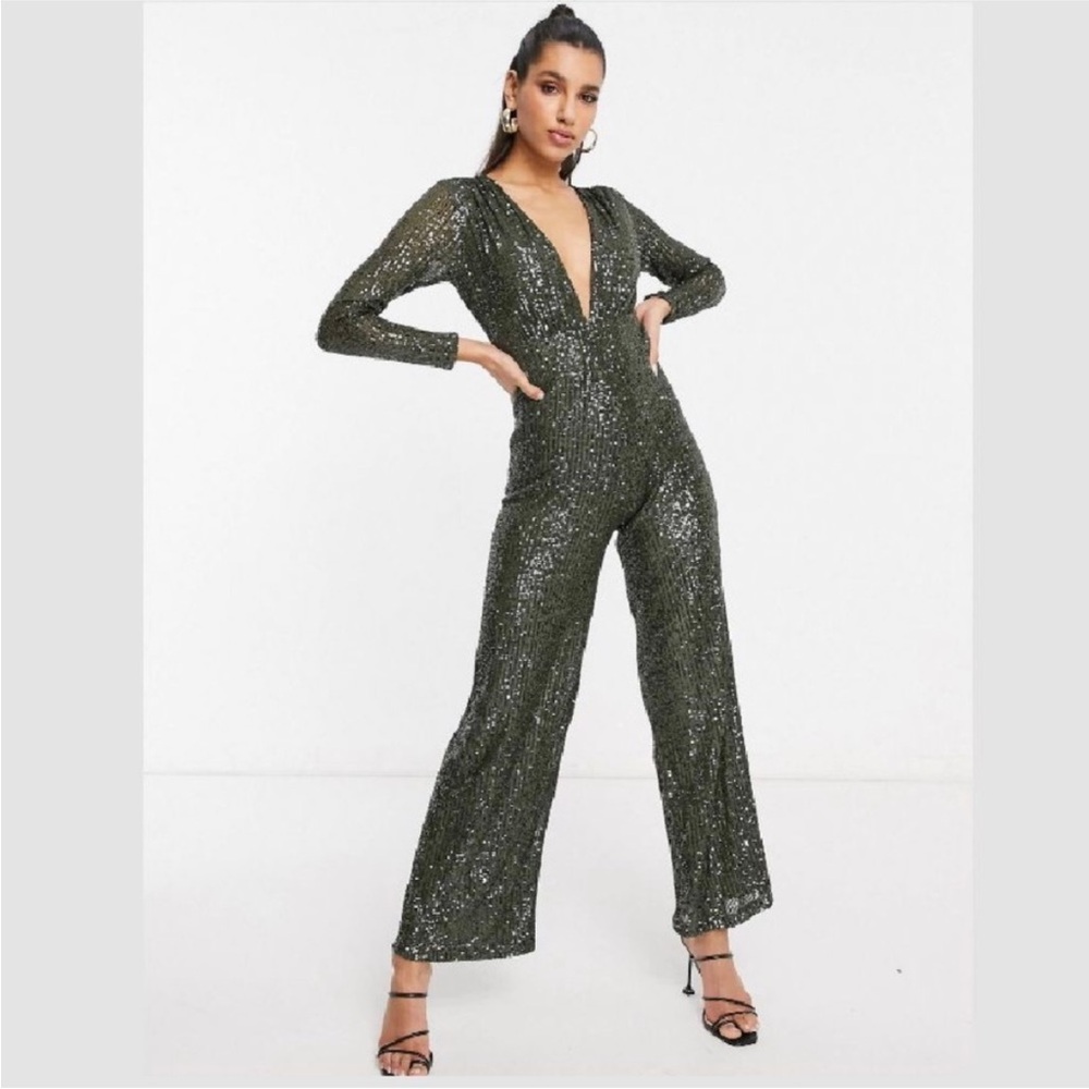 ASOS Sequin Jumpsuit in green